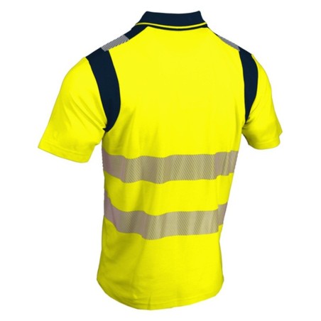 Polo haute visibilité jaune Singer POLMA 2 bandes rétro-réfléchissantes segmentées vue dos