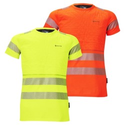 T-shirt rafraîchissant haute visibilité INUTEQ H2O Bodycool jaune et orange avec bandes réfléchissantes