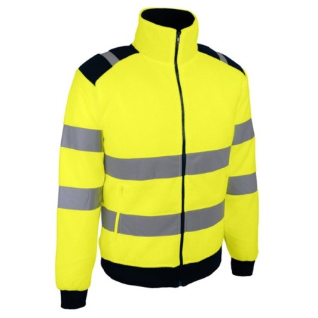 Veste polaire haute visibilité jaune Singer POLGA 300 g/m² avec bandes réfléchissantes vue face
