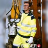 Veste polaire haute visibilité jaune portée sur chantier Singer POLGA