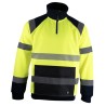 Sweat haute visibilité jaune LMA MIRE col montant zippé avec bandes réfléchissantes vue face