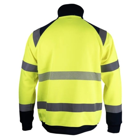Sweat haute visibilité jaune LMA MIRE bandes rétro-réfléchissantes col montant vue dos