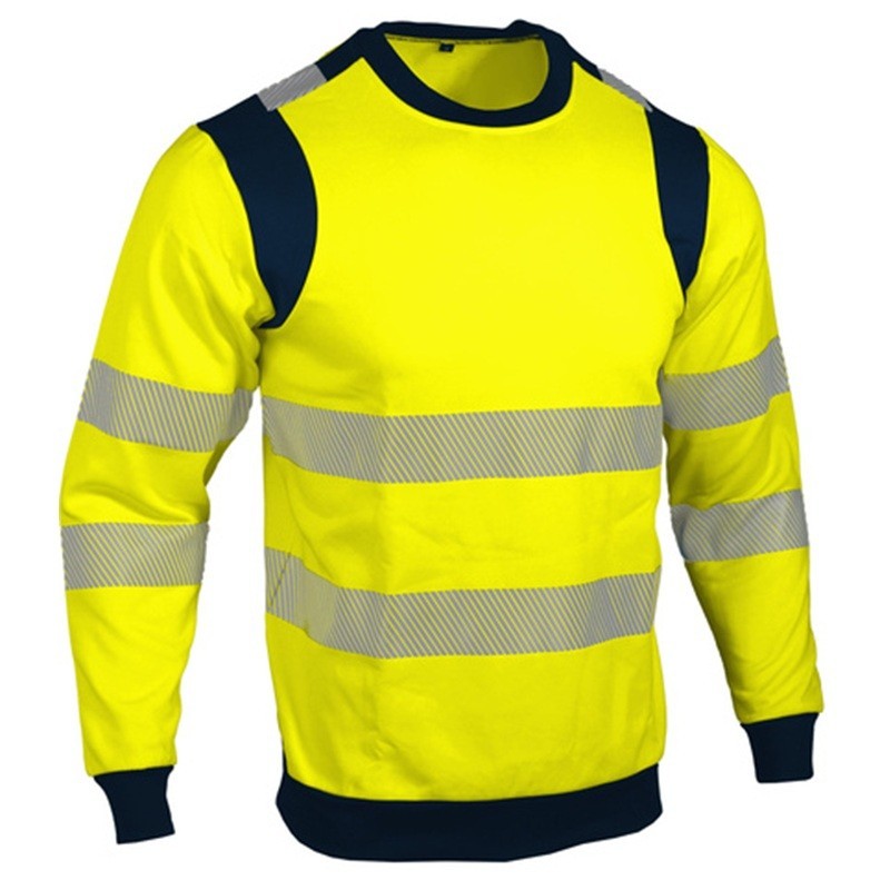 sweat haute visibilité jaune Singer SWITA avec bandes réfléchissantes segmentées vue face