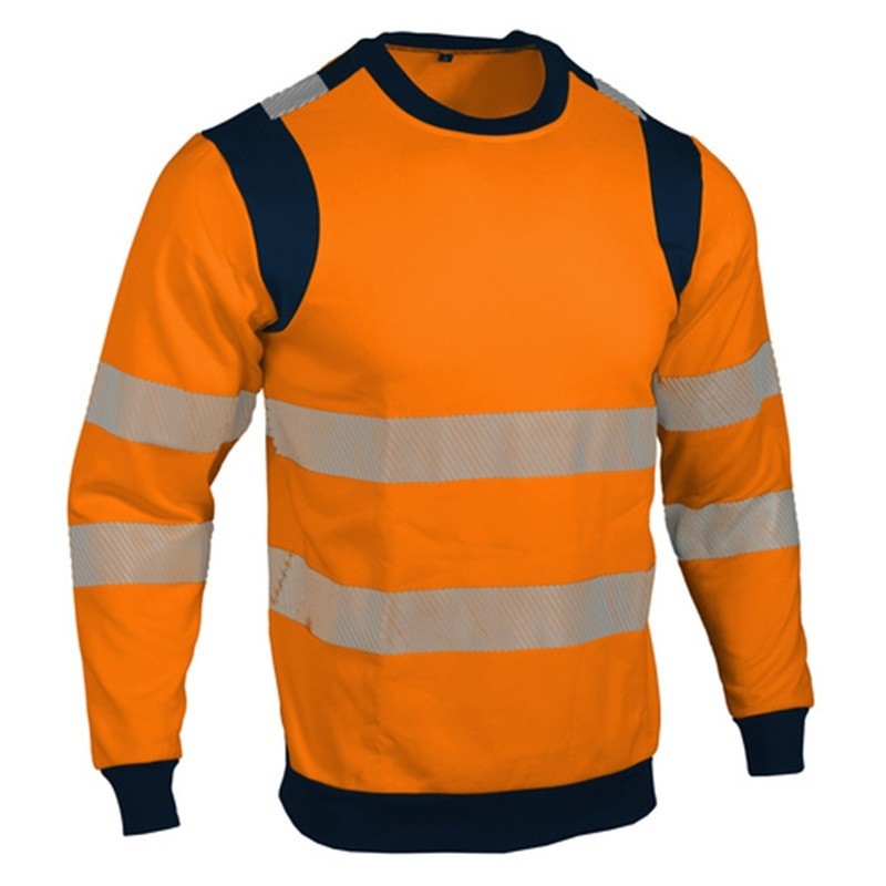 sweat haute visibilité orange Singer SWITO avec bandes réfléchissantes segmentées vue face