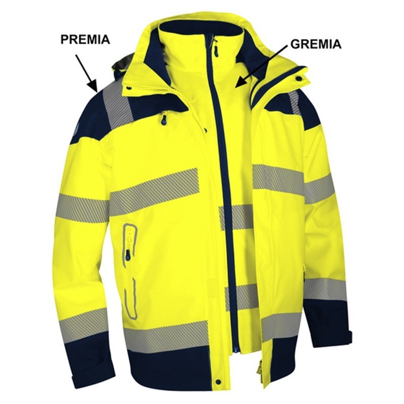 Gilet haute visibilité jaune matelassé compatible parka PREMIA de Singer