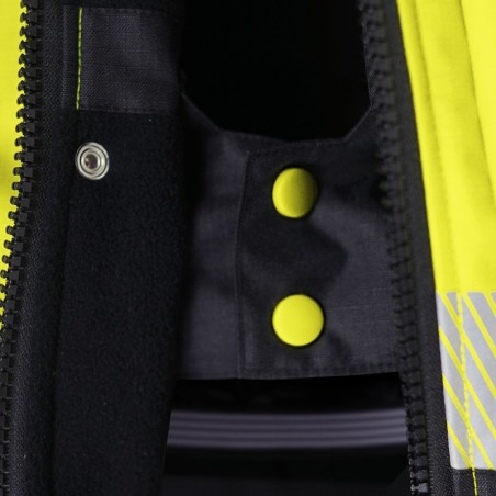 Détail boutons pression intérieur blouson haute visibilité jaune Singer