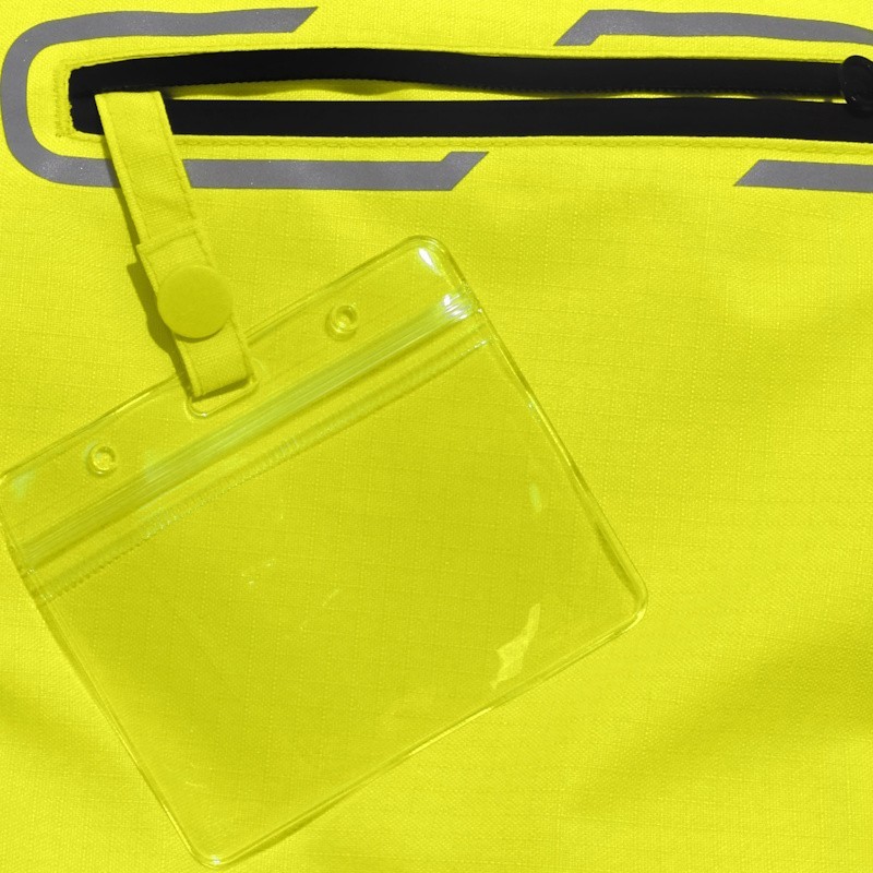Porte badge transparent sur blouson haute visibilité jaune Singer
