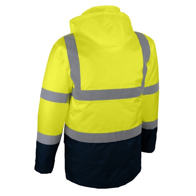 Parka de travail jaune haute visibilité chaud et rembourré pour extérieur
