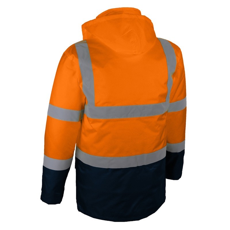 Parka de travail orange haute visibilité chaud et rembourré pour extérieur