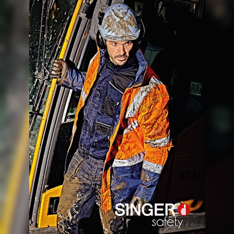Parka haute visibilité 5 en 1 Singer portée sur chantier