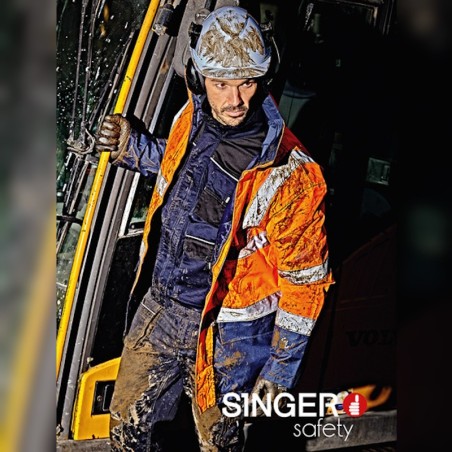 Parka haute visibilité 5 en 1 Singer portée sur chantier