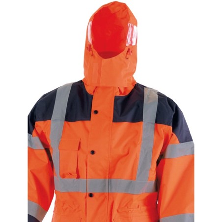 Veste de pluie haute visibilité imperméable orange avec capuche SINGER