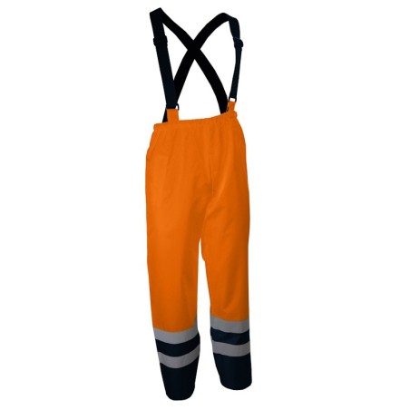 Pantalon de pluie haute visibilité orange à bretelles imperméable SINGER PIVO