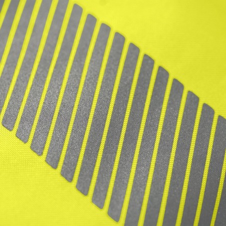 Détail tissu pantalon haute visibilité jaune bandes réfléchissantes SINGER