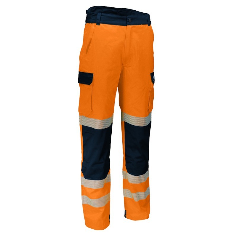 Pantalon de travail haute visibilité orange renforcé SINGER PILOM avec bandes réfléchissantes