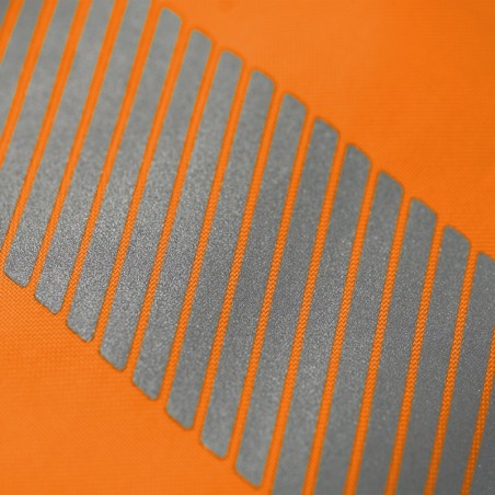 Détail tissu pantalon haute visibilité orange bandes réfléchissantes SINGER