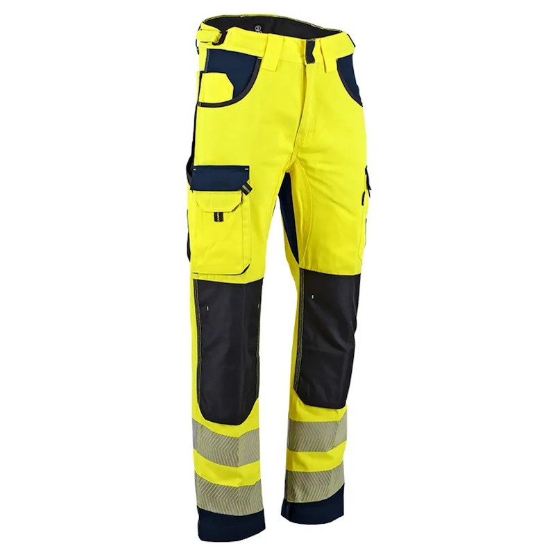 Pantalon de travail haute visibilité renforcé jaune LMA DEFENSE avec poches et bandes réfléchissantes
