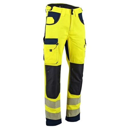 Pantalon de travail haute visibilité renforcé jaune LMA DEFENSE avec poches et bandes réfléchissantes
