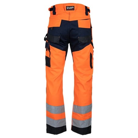 Pantalon haute visibilité orange renforcé LMA POLARISATION vue arrière avec renforts