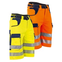 Bermuda de travail haute visibilité LMA BOUGIE CHANDELLE jaune et orange