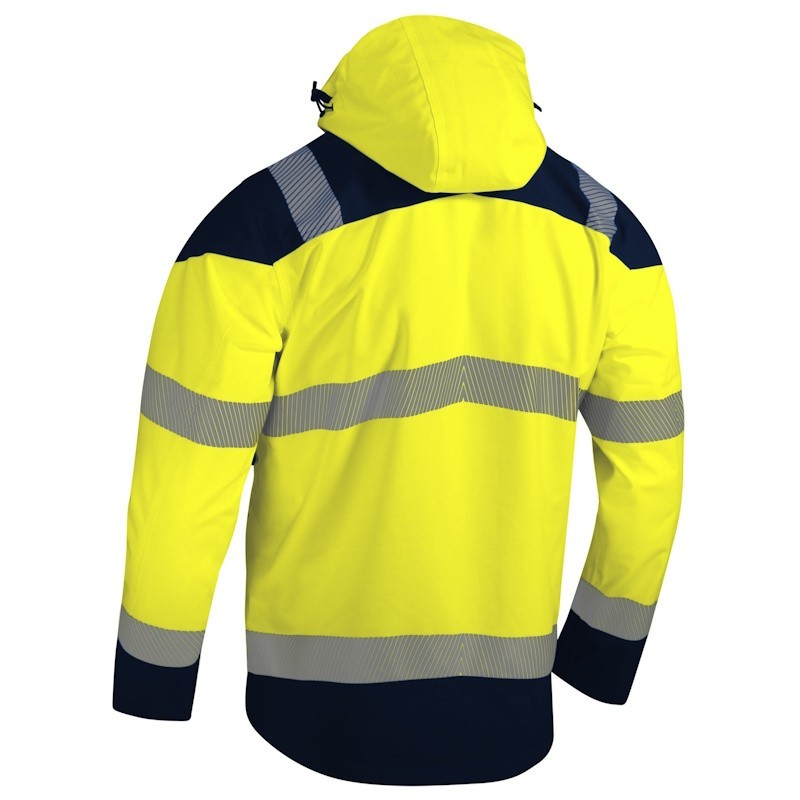 Parka haute visibilité PREMIA jaune SINGER vue dos capuche amovible