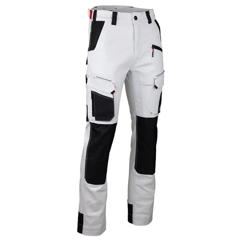 Pantalon de travail stretch CELLULE LMA blanc gris nuit vue de face