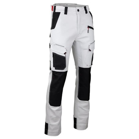 Pantalon de travail stretch CELLULE LMA blanc gris nuit vue de face