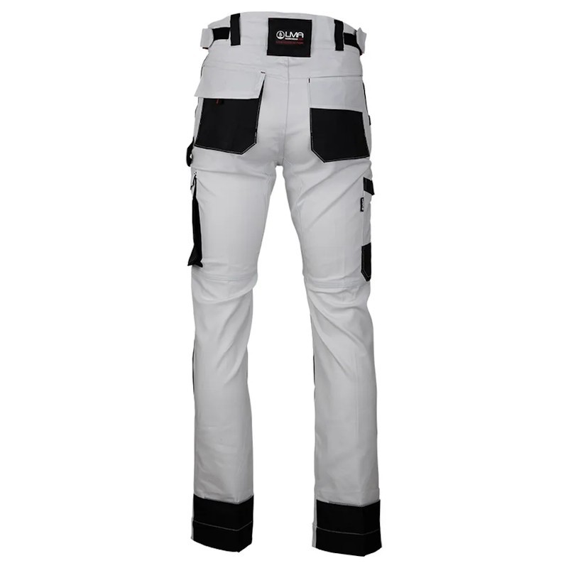 Pantalon de travail CELLULE LMA blanc gris nuit vue arrière