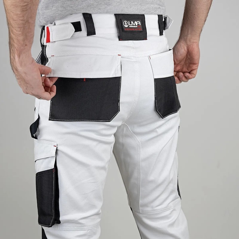 Pantalon de travail CELLULE LMA blanc gris nuit détail poche