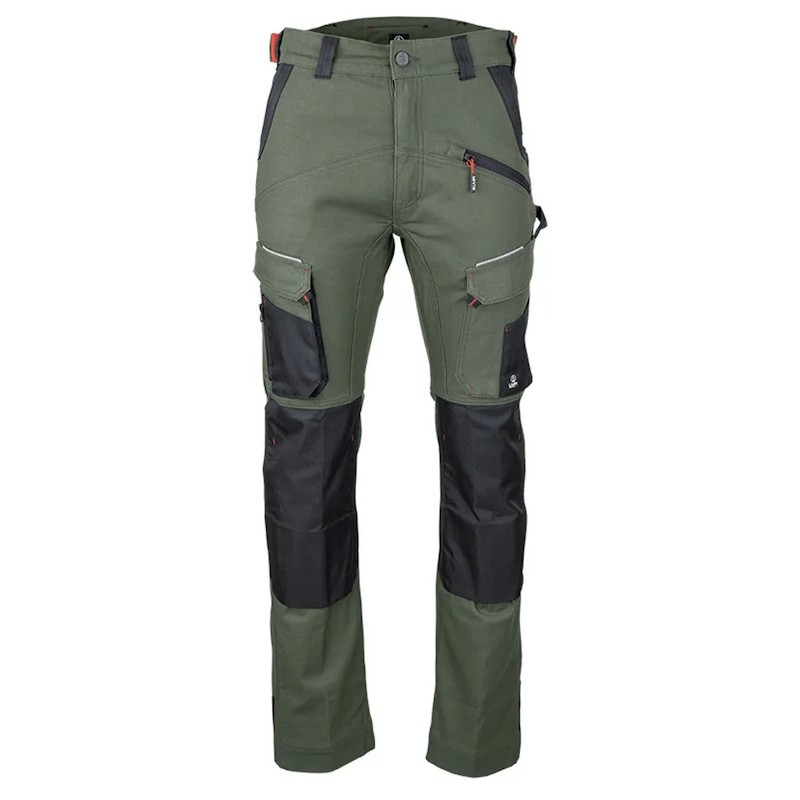 Pantalon de travail multipoches MEMORY LMA kaki noir vue de face