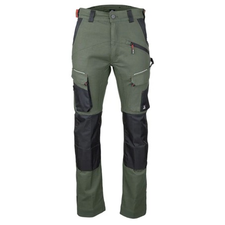 Pantalon de travail multipoches MEMORY LMA kaki noir vue de face