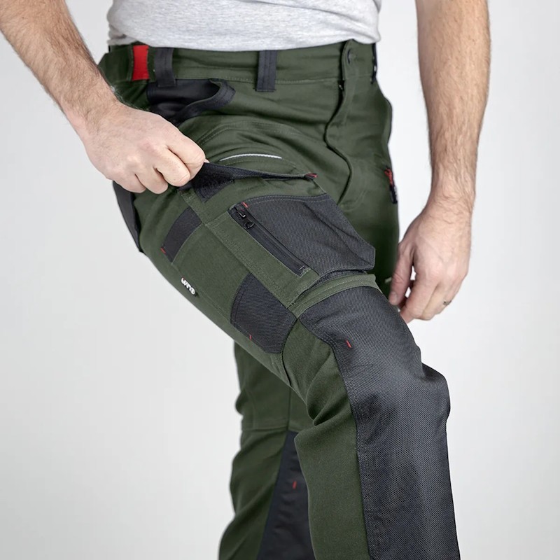 Pantalon de travail MEMORY LMA kaki noir détail genou