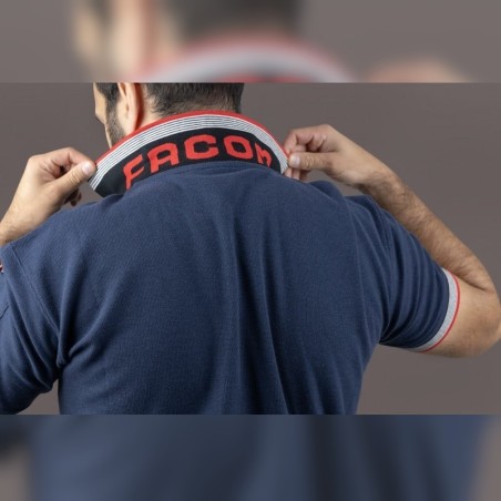 Polo homme polycoton bleu marine Facom vue dos et col