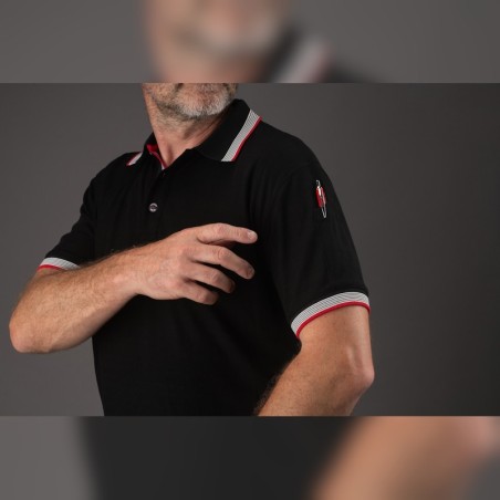 Polo homme Facom polycoton noir détail manche