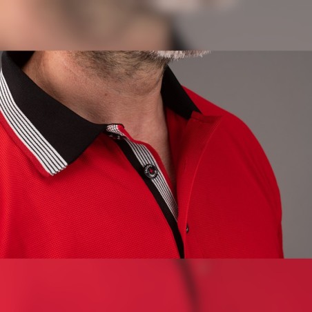 Polo homme polycoton Facom rouge détail boutons