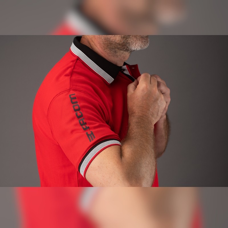 Polo homme polycoton Facom rouge détail manche gauche
