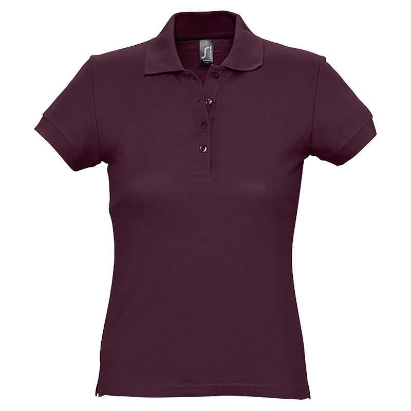 Polo femme coton Ringspun bordeaux SOL'S PASSION vue face