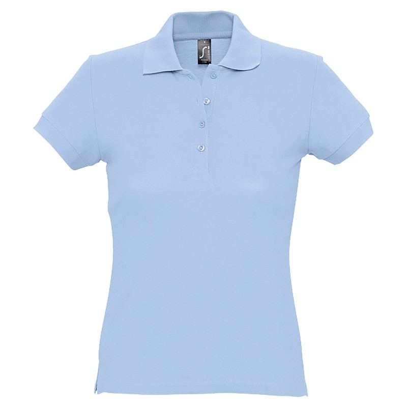 Polo femme coton Ringspun bleu ciel SOL'S PASSION vue face