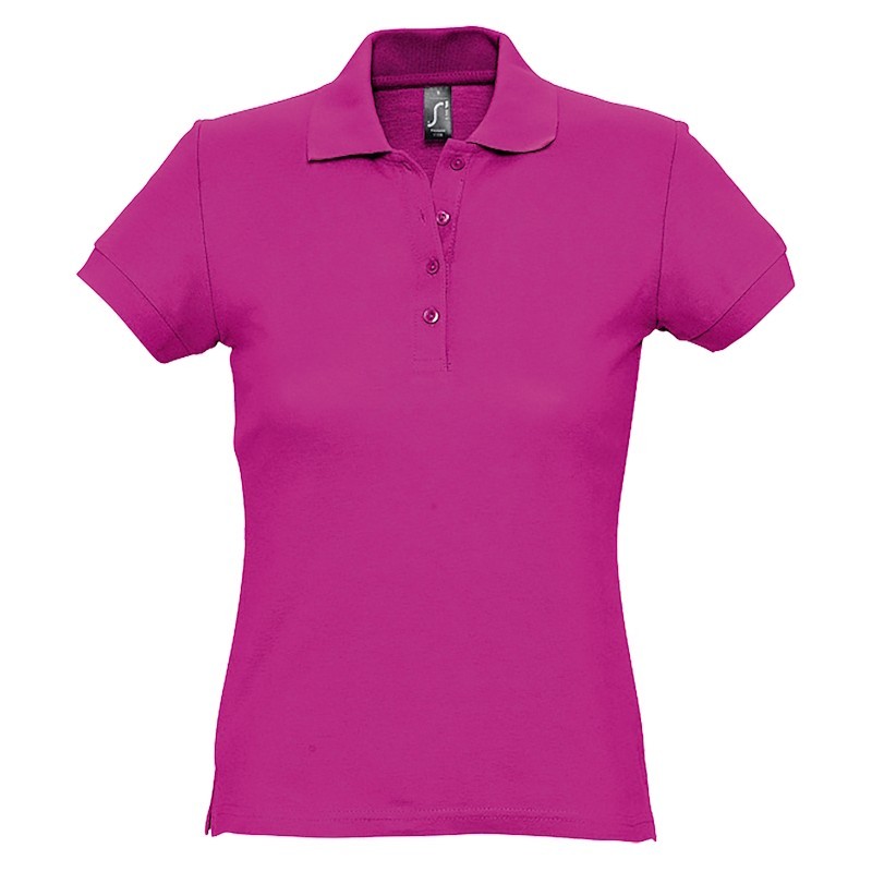 Polo femme coton Ringspun fuchsia SOL'S PASSION vue face
