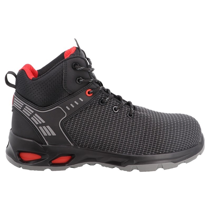 Chaussure de sécurité montante ARMADA SINGER noire et rouge vue de profil