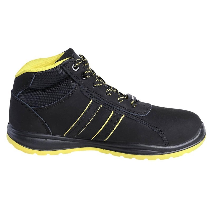 Chaussure de sécurité montante TYSON NINE WORTHS noir et jaune vue de profil