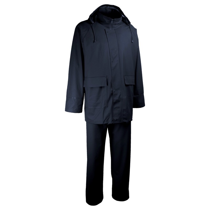 Ensemble de pluie bleu marine avec veste à capuche et pantalon – Singer Safety VPLRAINY