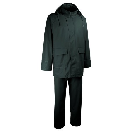 Ensemble de pluie professionnel vert avec veste à capuche et pantalon – Singer Safety VPLWINDY