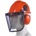 Kit forestier  (casque de chantier avec système anti bruit et visière grillagée) orange