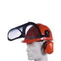 Kit forestier  (casque de chantier avec système anti bruit et visière grillagée) orange