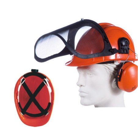Les produits   Protection auditive et de la tête - Casque  forestier - visière grillage - protège-oreille