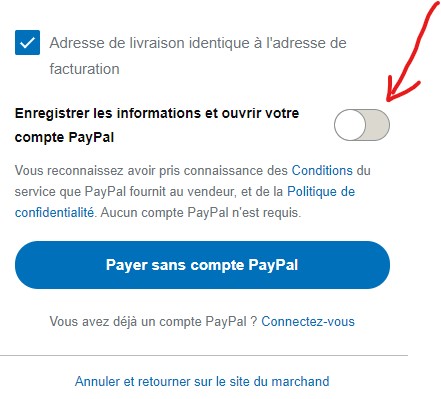 Finaliser le paiement sur Paypal
